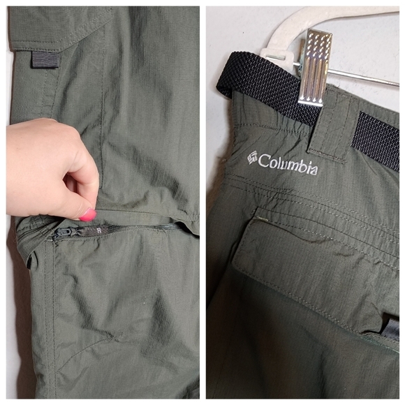Columbia Green Convertible hiking pants. 2 belts. Zip off legs. Men's size 38x30 - Picture 9 of 16